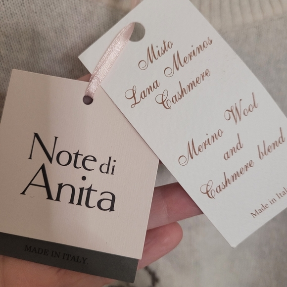 NWT Note Di Anita Merino Wool Cashmere Blend Floral Neutral Poncho One Size - Picture 6 of 7